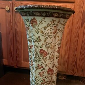 Castillian Porcelain Ceramic and Brass Umbrella Stand